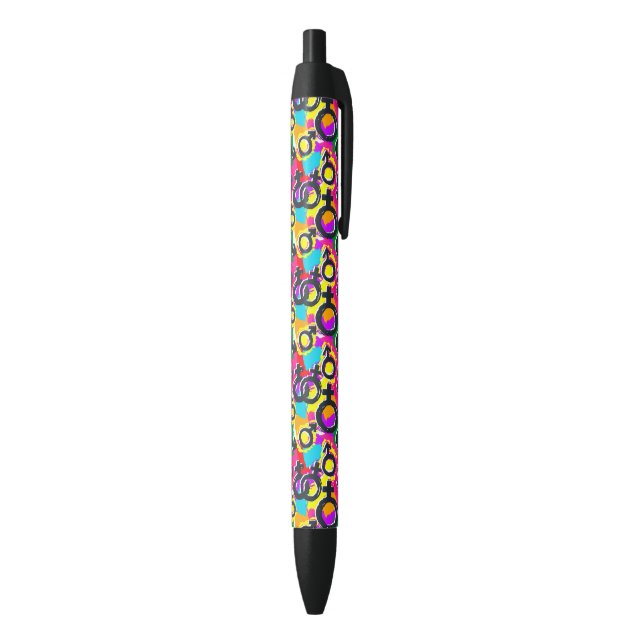 Gay Pride Gender Neon Pattern Black Ink Pen (Bottom (Vertical))