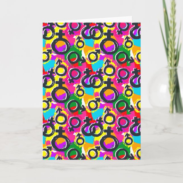 Gay Pride Gender Neon Pattern Card (Front)