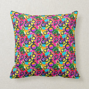 Gay Pride Gender Neon Pattern Cushion