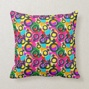 Gay Pride Gender Neon Pattern Cushion