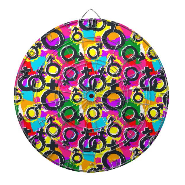 Gay Pride Gender Neon Pattern Dartboard (Front)