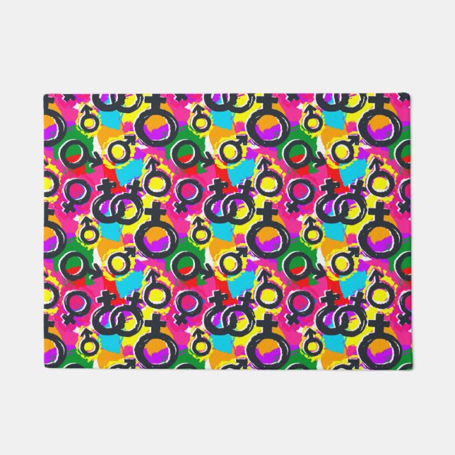 Gay Pride Gender Neon Pattern Doormat (Front)