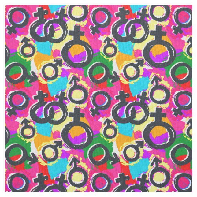 Gay Pride Gender Neon Pattern Fabric (Swatch)