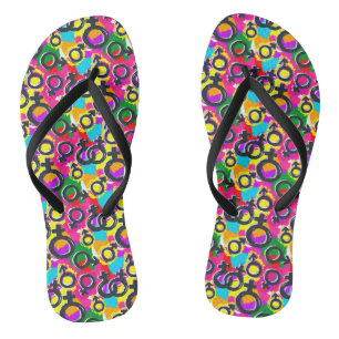 Gay Pride Gender Neon Pattern Flip Flops