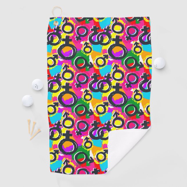 Gay Pride Gender Neon Pattern Golf Towel (InSitu)