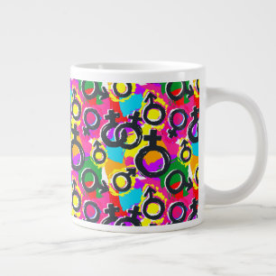 Gay Pride Gender Neon Pattern Large Coffee Mug