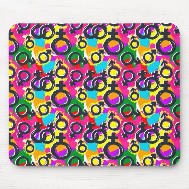 Gay Pride Gender Neon Pattern Mouse Mat (Front)