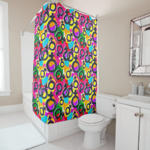 Gay Pride Gender Neon Pattern Shower Curtain