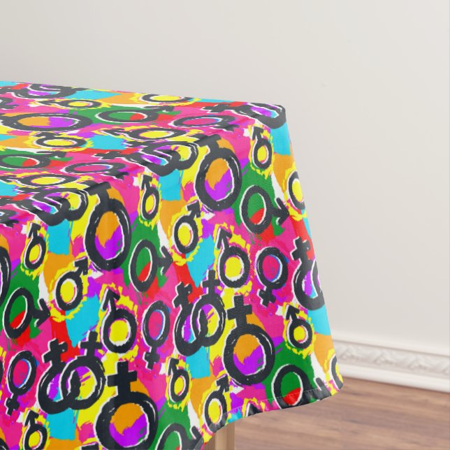 Gay Pride Gender Neon Pattern Tablecloth (In Situ)