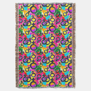 Gay Pride Gender Neon Pattern Throw Blanket