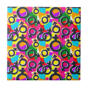 Gay Pride Gender Neon Pattern Tile