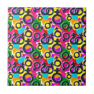 Gay Pride Gender Neon Pattern Tile