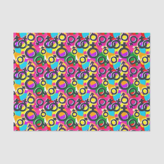 Gay Pride Gender Neon Pattern Tissue Paper (Front)