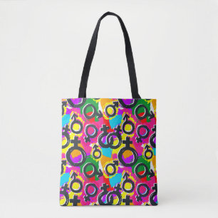 Gay Pride Gender Neon Pattern Tote Bag