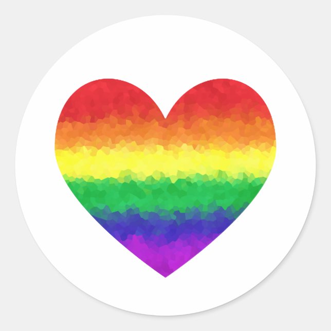 Gay Pride Geometric Rainbow Heart LGBT Love Classic Round Sticker (Front)