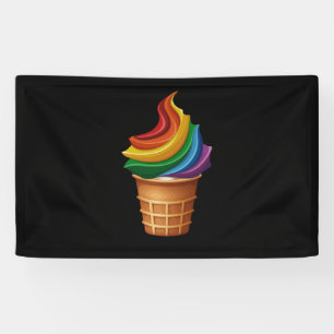 Gay Pride Gift LGBT Rainbow Ice Cream Banner