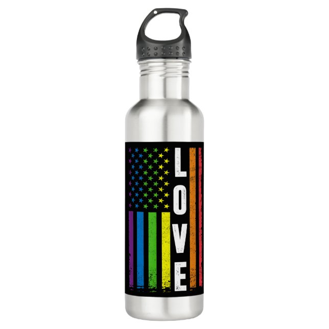 Gay Pride Gifts Men Women LGBT Rainbow Flag Gay Lo 710 Ml Water Bottle (Front)