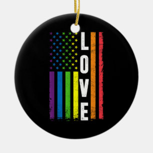 Gay Pride Gifts Men Women LGBT Rainbow Flag Gay Lo Ceramic Tree Decoration