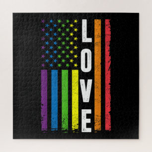 Gay Pride Gifts Men Women LGBT Rainbow Flag Gay Lo Jigsaw Puzzle