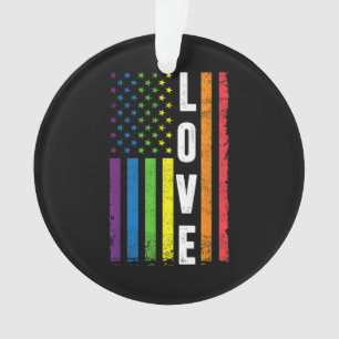 Gay Pride Gifts Men Women LGBT Rainbow Flag Gay Lo Ornament