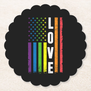 Gay Pride Gifts Men Women LGBT Rainbow Flag Gay Lo Paper Coaster