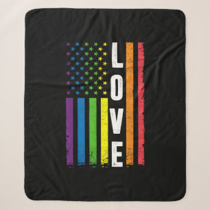 Gay Pride Gifts Men Women LGBT Rainbow Flag Gay Lo Sherpa Blanket