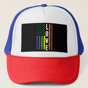 Gay Pride Gifts Men Women LGBT Rainbow Flag Gay Lo Trucker Hat