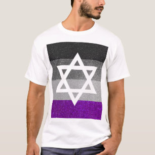 Gay Pride Glitter Asexual Jewish Star of David T-Shirt