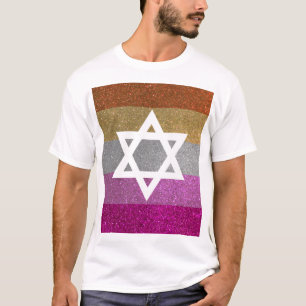 Gay Pride Glitter Lesbian Jewish Star of David T-Shirt