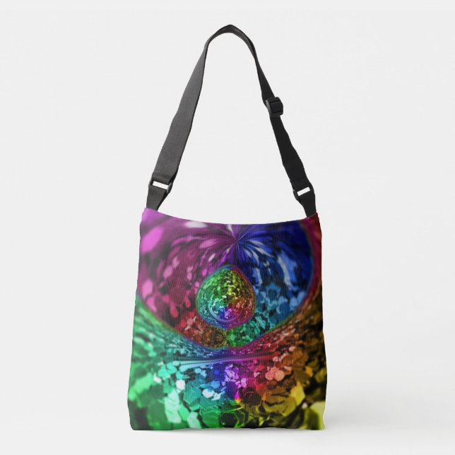 Gay Pride Glitter Party Confetti Rainbow LGBT Crossbody Bag (Front)