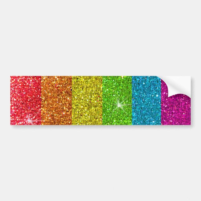 Gay Pride Glitter Rainbow Stripes LGBTQ Equality Bumper Sticker (Front)