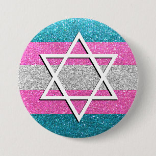 Gay Pride Glitter Transexual Jewish Star of David 7.5 Cm Round Badge
