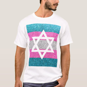 Gay Pride Glitter Transexual Jewish Star of David T-Shirt