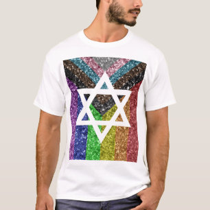 Gay Pride Glitter Transexual Jewish Star of David T-Shirt