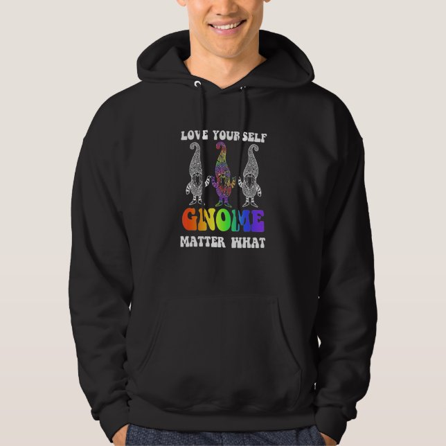 Gay Pride Gnome Rainbow LGBTQ Love is love Gnome M Hoodie (Front)