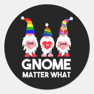 Gay Pride Gnome Valentines Day Love Is Love Gnome Classic Round Sticker