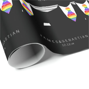 Gay Pride Grooms In Tie Wedding Wrapping Paper