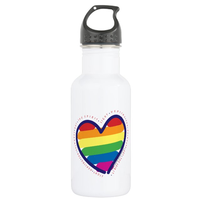 Gay Pride Heart 532 Ml Water Bottle (Front)