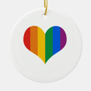 Gay Pride Heart Ceramic Tree Decoration