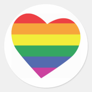 Gay Pride Heart Classic Round Sticker