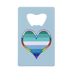 Gay Pride Heart Credit Card Bottle Opener