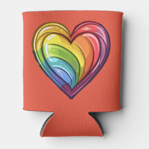 Gay pride heart design can cooler
