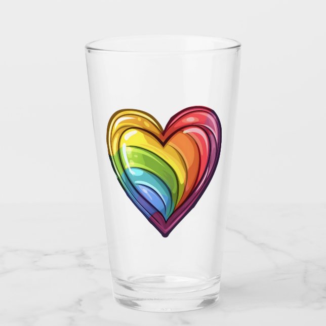 Gay pride heart design glass (Front)