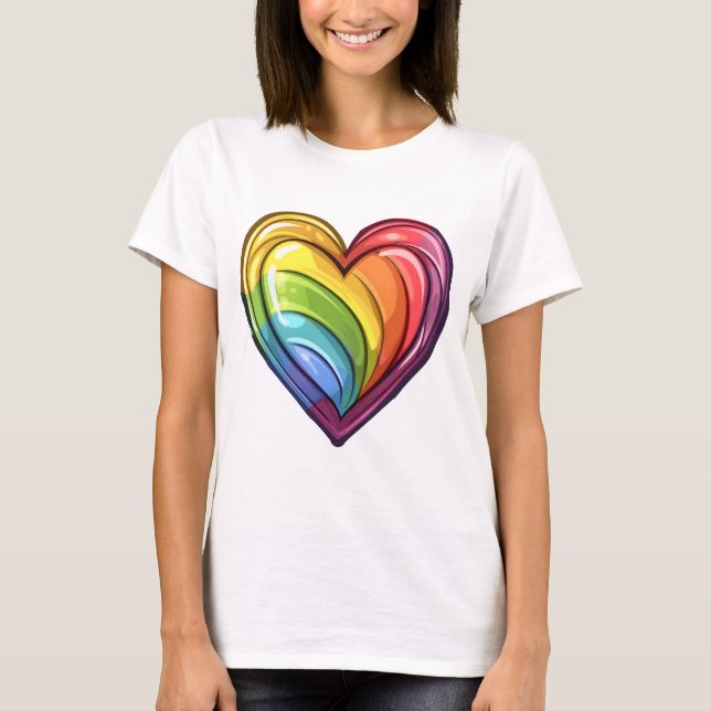 Gay pride heart design T-Shirt (Front)