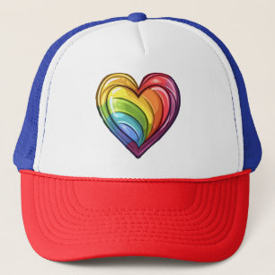Gay pride heart design trucker hat