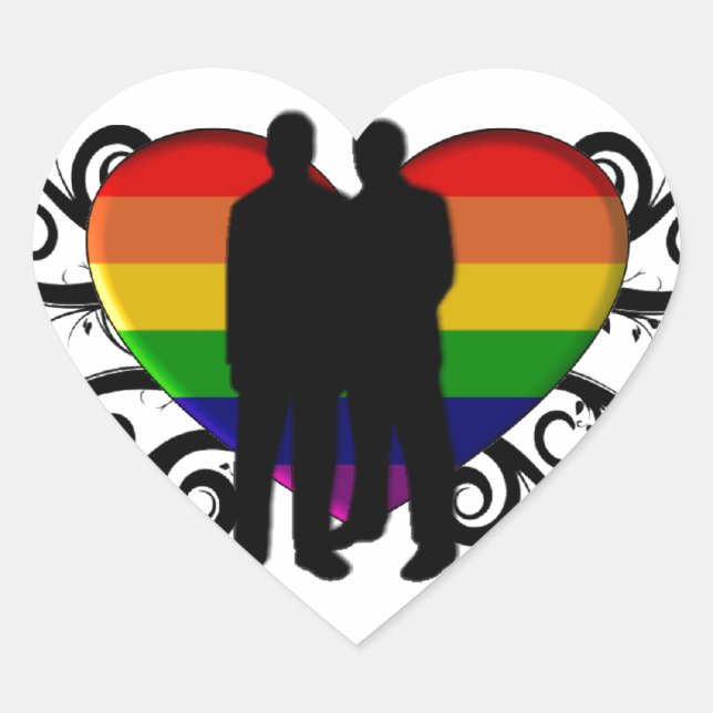 Gay Pride Heart for Men Heart Sticker (Front)
