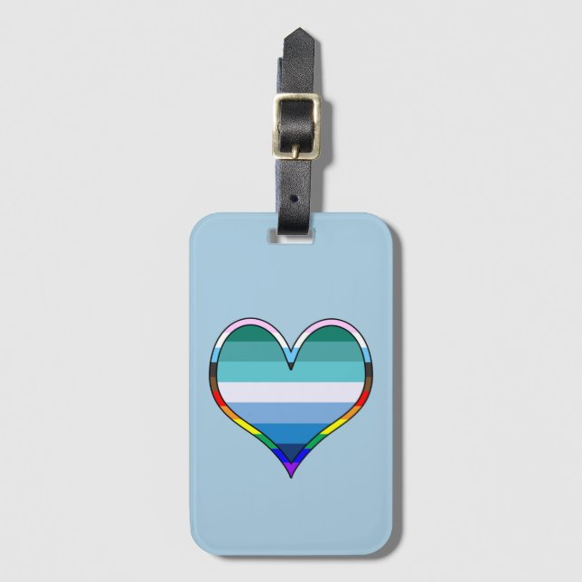 Gay Pride Heart Luggage Tag (Front Vertical)