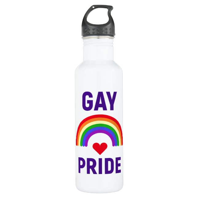Gay Pride | Heart & Rainbow 710 Ml Water Bottle (Front)