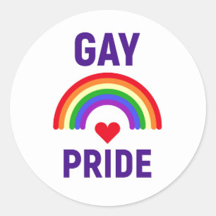 Gay Pride   Heart & Rainbow Classic Round Sticker