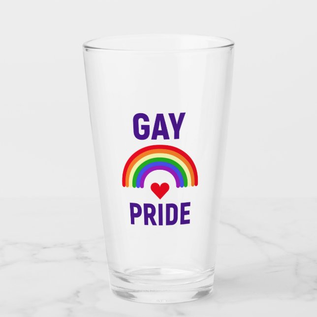 Gay Pride | Heart & Rainbow Glass (Front)